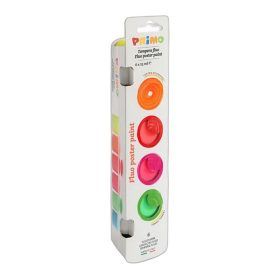 Tempera PRIMO 254TF6E fluor colors, set of 6x25 ml, jar