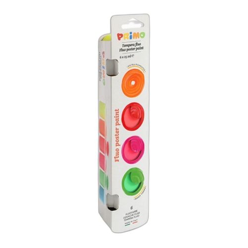 Tempera PRIMO 254TF6E fluor színek, 6x25 ml-es készlet, tégelyes