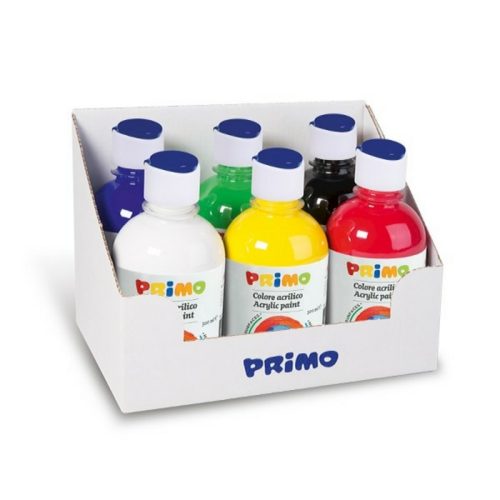 Akrilfesték Primo 6X300 ml Készlet, 6 Színben, Áramlásszabályozó Kupakkal