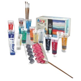    Akrilfesték PRIMO, 16x75ml+ 2db festővászon 18x24cm+5db ecset készletben 