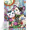 Számfestő 20X30Cm Színpompás "Flower Cat Mosaic" Keret Nélküli 