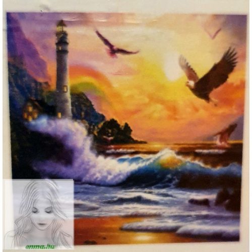 Számfestő 40X30 Cm, Színpompás "Eagles And Lighthouse" Keret Nélküli 