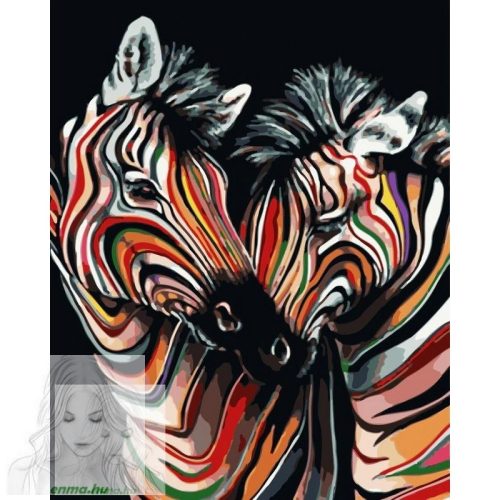 Számfestő 50X40Cm Színpompás "Enamored Zebras" Keret Nélküli 