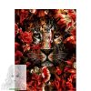   Számfestő 50X40Cm Színpompás "Wild Cat Amongst Flowers" Keret Nélküli 