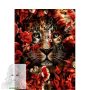   Pittore di numeri 50x40 cm colorato "Wild cat amongst flowers" senza cornice