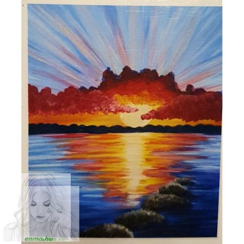 Számfestő 50X40Cm Színpompás "Sun Rays Over The Ocean" Keret Nélküli 