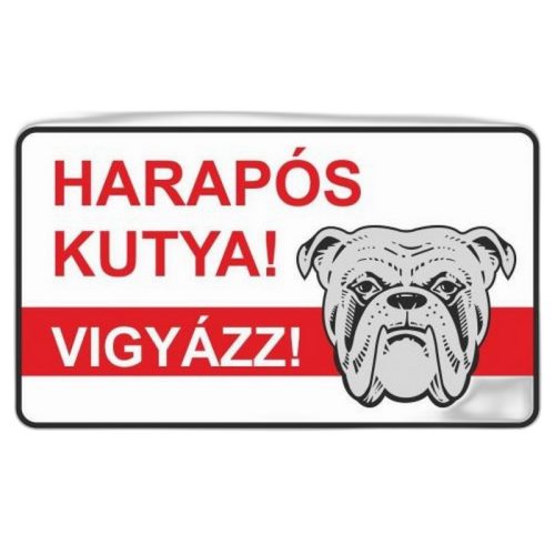 Harapós kutya, vigyázz! 20x15 cm-es festett műanyag fólia tábla.