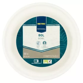   METRO PROFESSIONAL Biológiailag Lebomló Kerek,Vízálló 400 ml Tál 50 db