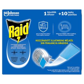   Raid illatmentes szúnyogirtó készülék + 10 db szúnyogirtó utántöltő lap