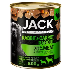   Jack Premium teljes értékű eledel felnőtt kutyák minden fajtája számára nyúlhússal és répával 800 g