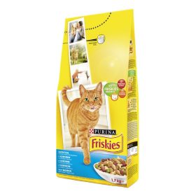   Friskies Purina lazaccal és hozzáadott zöldségekkel száraz macskaeledel 1,7 kg