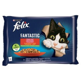   felix Purina Fantastic csirkével és marhával és zöldséggel aszpikban macskaeledel 4 x 85 g