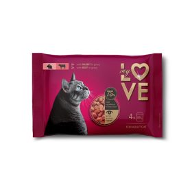   my LOVE Felnőtt Macska Alutasak Csomag – Nyúl, Marha (4×85 g)