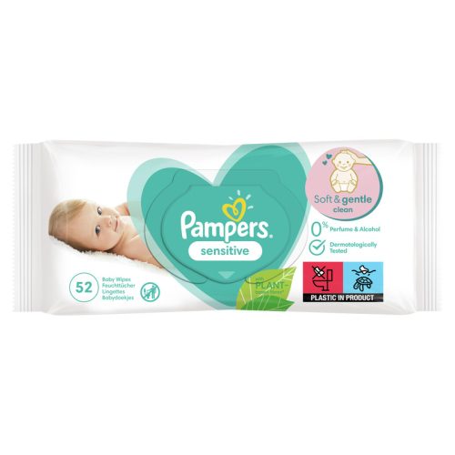 PAMPERS Sensitive, törlőkendő, 52db