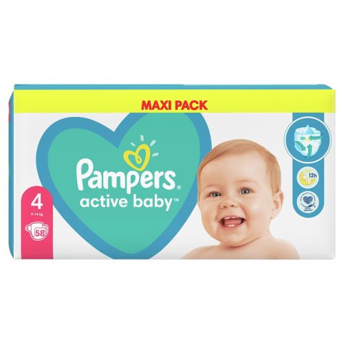 PAMPERS Active Baby Dry, pelenka, méret: 4, 58db