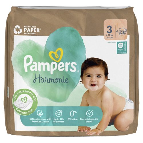 PAMPERS Harmonie Baby, pelenka, méret: 3, 28db