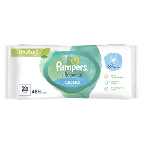 PAMPERS Harmonie Aqua, nedves törlőkendő, 48db