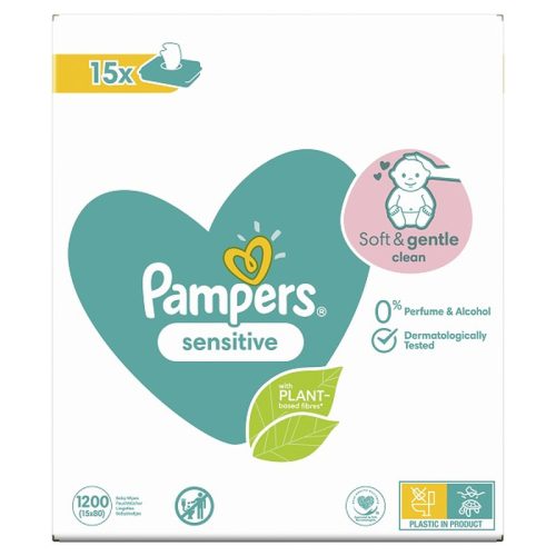 PAMPERS Sensitive, nedves törlőkendő, 15x80 db, 1200db