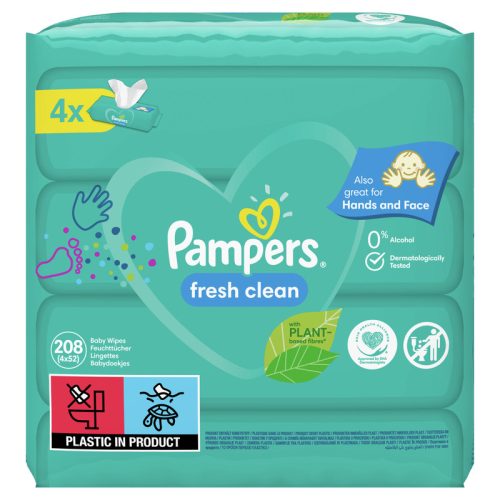 PAMPERS Fresh Clean, törlőkendő, 4x52 db, 208db