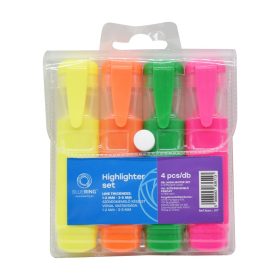   Szövegkiemelő lapos testű készlet, Bluering®, 4 klf. szín