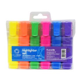  Szövegkiemelő lapos testű készlet, Bluering® 6 klf. szín
