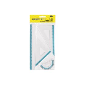   Vonalzókészlet, 30 cm egyenes vonalzó, szögmérő, 45° 13 cm és 60°, 18 cm háromszög vonalzó, 4 db/bliszter Educa