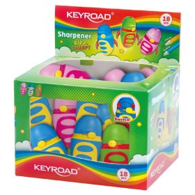   Hegyező 1 lyukú tartályos, fedeles, multifunkciós 18 db/display Keyroad Duo Sharpy vegyes színek