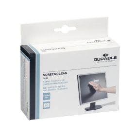   Monitor tisztító kendő, száraz és nedves 10-10 db/csomag Durable Screenclean Duo