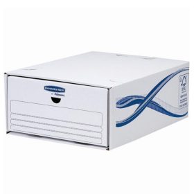   Fiókos irattároló, fiók, karton, 135 x 279 x 362 mm, Fellowes® Bankers Box Basic, 5 db/csomag, kék-fehér