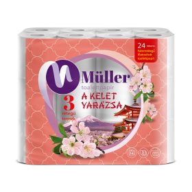   Toalettpapír 3 rétegű kistekercses 100% cellulóz 100 lap/tekercs 24 tekercs/csomag Kelet Varázsa Müller fehér
