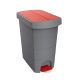 Szemeteskuka pedálos műanyag 60 literes Pelikán Slim eco antracit színű piros tetővel UP232-213