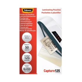   Lamináló fólia, 54x86mm, 125 mikron, fényes, 50 db/doboz, Fellowes®