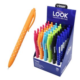   Golyóstoll nyomógombos 0,7mm Vinson Look 3202 vegyes test displ 36 db/display