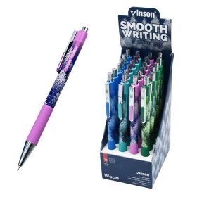   Golyóstoll nyomógombos 0,7mm Vinson Wood 108 vegyes test displ 24 db/display