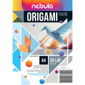 Origami papír A4, vegyes színek, 20 lap/csomag, Nebulo
