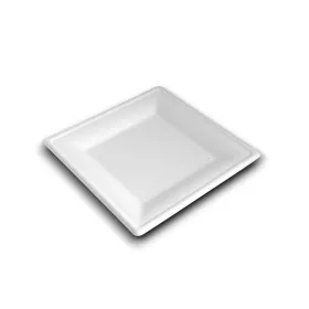  Tányér szögletes 20 x 20 cm komposztálható cukornád 50 db/csomag, natúr