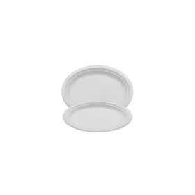   Tányér lapos ovális 25,4 x 19,05 cm komposztálható cukornád 125 db/csomag, natúr