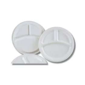   Tányér lapos D 25,4 cm 3 részes komposztálható cukornád 125 db/csomag, natúr