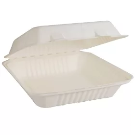   Papírdoboz ételes 1 részes HP3, 22,86 x 15,24 x 8,12 cm komposztálható cukornád 125 db/csomag, natúr
