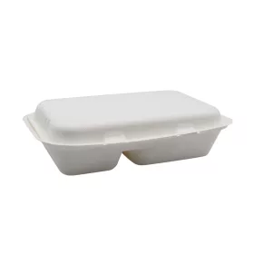   Papírdoboz ételes 2 részes HP3, 23 x 15 x 8 cm komposztálható cukornád 125 db/csomag, natúr
