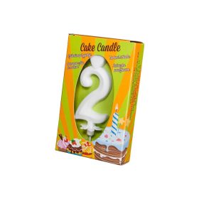 Számgyertya csomagolt 2 fehér