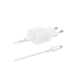   Töltő hálózati SAMSUNG Type-C aljzat (25W, GaN, PD gyorstöltő + Type-C kábel) fehér