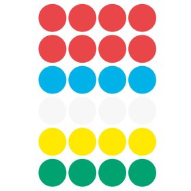   Etikett címke, o18mm, jelölésre, 5 klf. szín 24 címke/ív, 4 ív/doboz, Avery vegyes