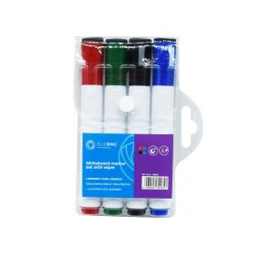   Táblamarker készlet, 3mm, mágneses, törlővel multifunkciós kerek Bluering®, 4 klf. szín