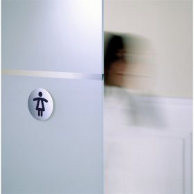   Piktogram, információs tábla, átmérő 83mm, Női WC Durable ezüst