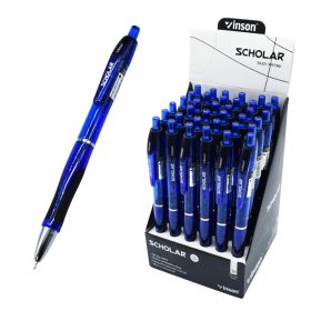   Golyóstoll nyomógombos Vinson V5 Scholar kék test gumírozott fogó 36 db-os displayben