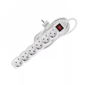   Elosztó hat csatlakozós 1,5m kábellel, kapcsolós túlfeszültség védett, asztali 16A max. 3500W