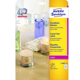   Etikett címke, 63,5 x38,1mm,víztiszta, 21 címke/ív, 25 ív/doboz, Avery átlátszó